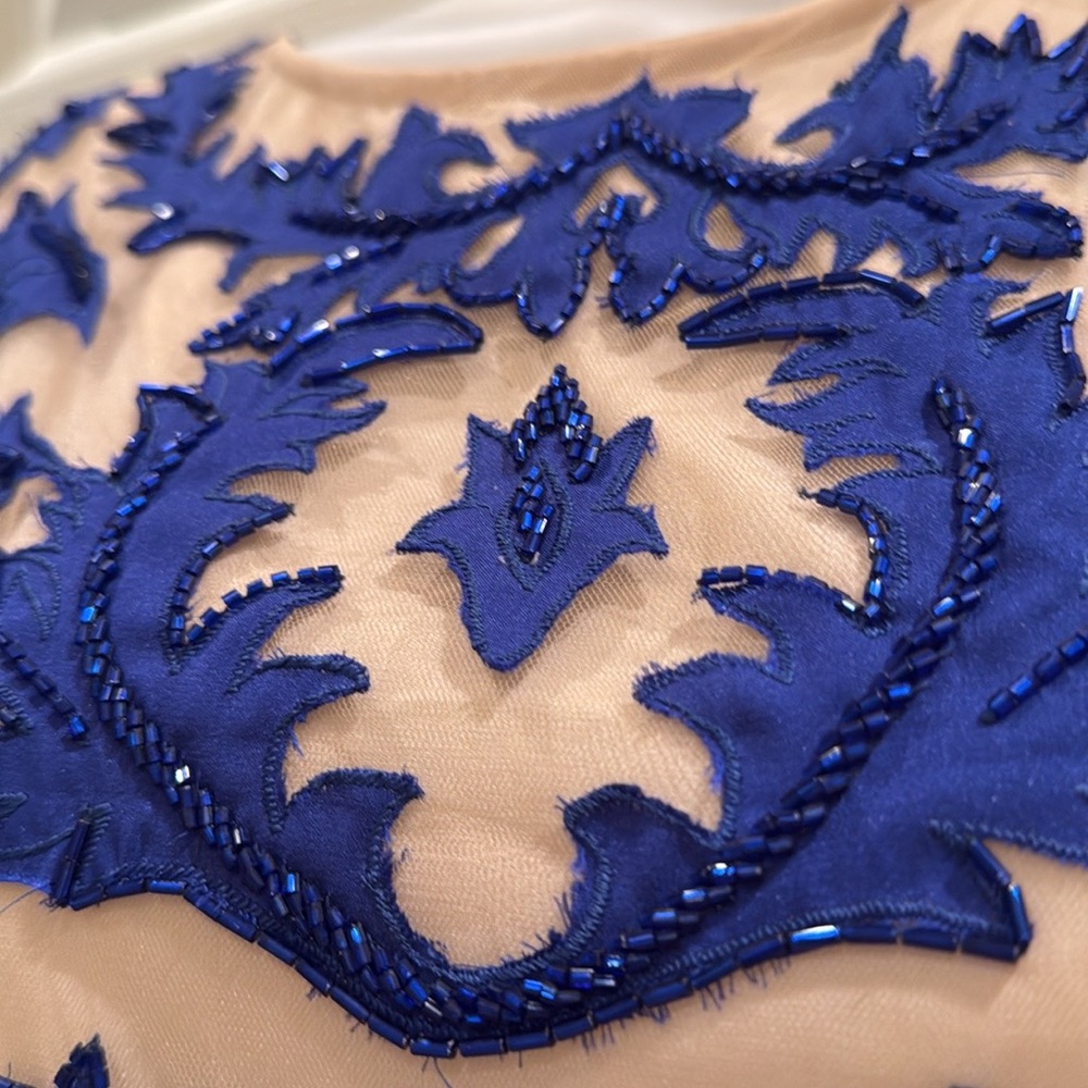 Alice + Olivia Blue Embroidered Midi Dress